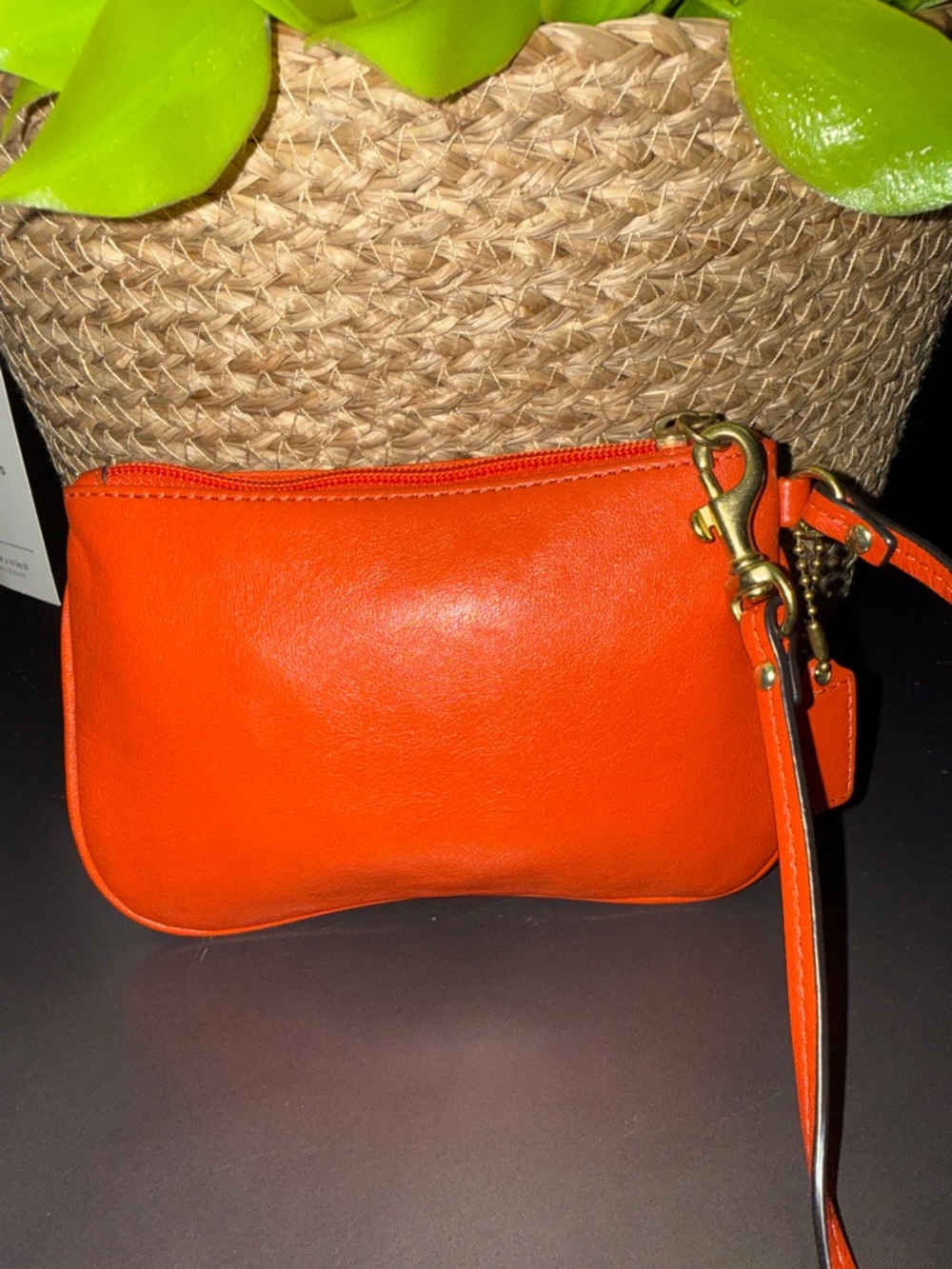 Coach Women's Orange Leather Wristlet Clutch - Picture 3 of 6